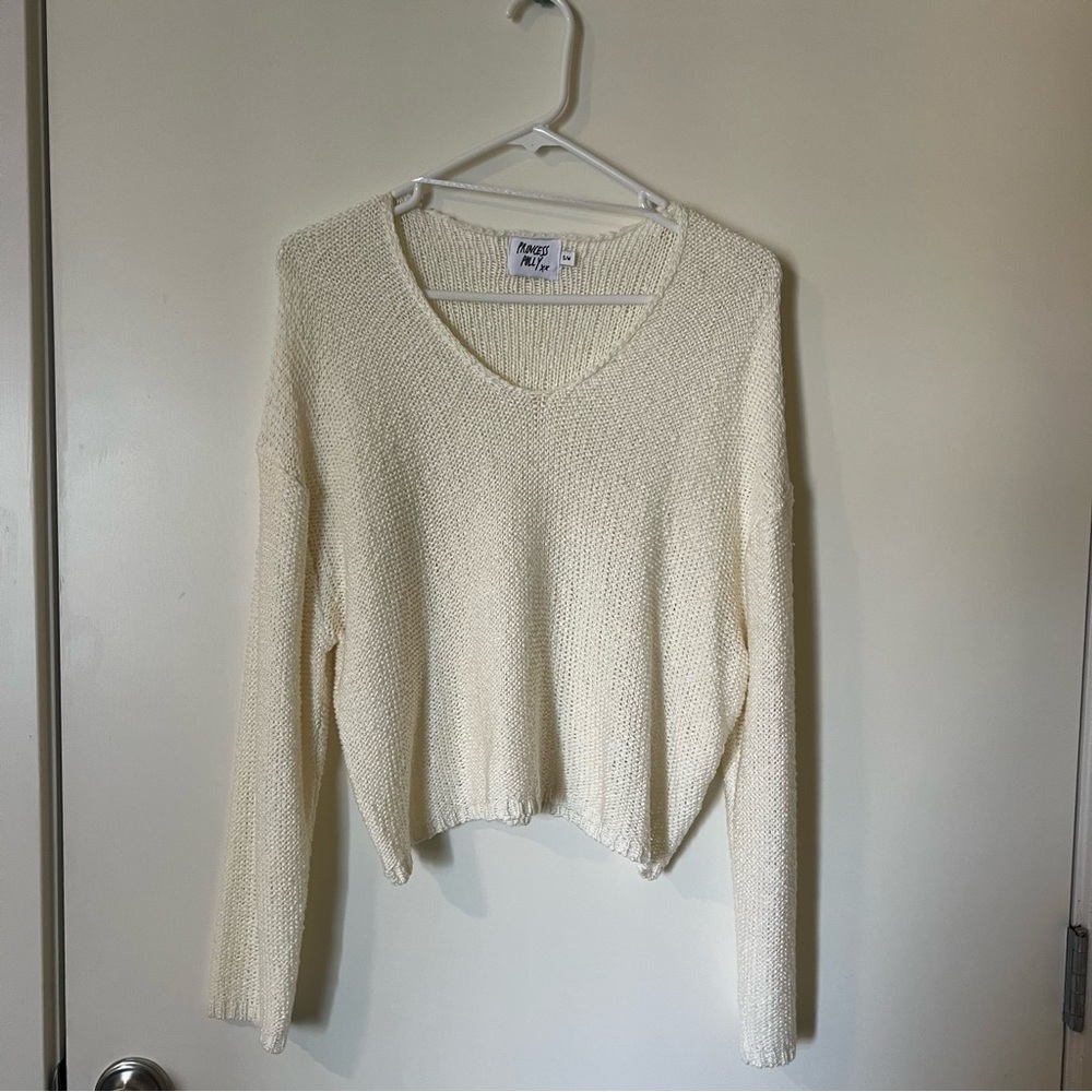 Princess Polly Cream V-Neck Sweater